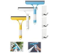 SEESUNO 4Pcs 3 in 1 Window Cleaning Scraper, Window Squeegee with Spray Bottle 3 Hooks for Car, Bathrooms, Home, Kitchen