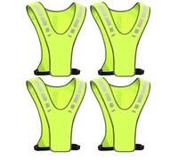 SEESUNO 4Pcs High Vis Running Vest, Breathable Adjustable Reflective Running Gear with Pockets for Jogging Hiking Cycling