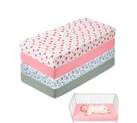 SEESUNO 4Pcs Next to Me Crib Sheets, 41 X 82cm Breathable Cotton Baby Cot Sheets for Bedside Cribs