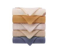 SEESUNO 5 Pcs Baby Muslin Cloths, 25 x 25cm 100% Cotton Muslin Squares with Hanging Loop for Newborn Baby Essentials Wiping Bathing Feeding