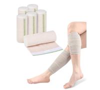SEESUNO 6 Pcs Crepe Bandage, 15cm x 4.5m Self-Closures Elastic Compression Bandage for Knee Leg Ankle Foot (Stretching up from 1.7m to 4.5m)