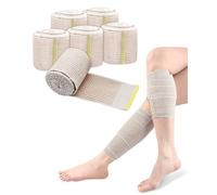 SEESUNO 6 Pcs Crepe Bandage, 5cm x 4.5m Self-Closures Elastic Compression Bandage for Knee Leg Ankle Foot (Stretching up from 1.7m to 4.5m)