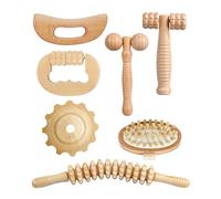 SEESUNO 6 Pcs Wooden Lymphatic Drainage Massager Roller Set, Wood Therapy Massage Stick Tools for Body Sculpting Relax Muscles