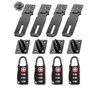 SEESUNO 8 Pcs Hasp and Staple Heavy Duty Set, 4 Inch Stainless Hasp with Padlock for Garden Sheds Underground Garages Bedrooms Cabinets