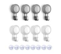 SEESUNO 8 Pcs Heavy Duty Suction Cup Hooks with 8 Pcs Sucker Hooks, Shower Hooks for Inside Shower Bathroom Kitchen, Max Load 4 Kg