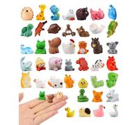 SEESUNO 84 Pcs Mini Resin Animals Figurines Bulk, 42 Styles Tiny Resin Animals for Fairy Garden, Miniature Dollhouse Accessories, DIY Hide Crafts Decor, Small Animal Model Collection
