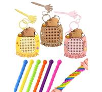 SEESUNO 9 Pcs Fidget Keyring Set, Capybara Sensory Toys for Adults with Magnetic Drawing Board and Maze Map