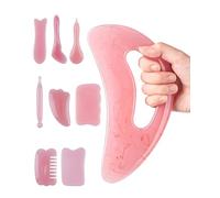 SEESUNO 9Pcs Body Gua Sha, Rose Quartz Guasha Tool for Legs,Neck, Back, Face Massage, Muscle Relaxation and Pain Relief