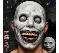 SEESUNO Halloween Exorcist Smile Mask - Latex Full Head Horror Skull Helmet with Realistic Detailing for Cosplay & Scary Party Costumes