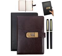 SEESUNO Journal with Lock, 2Pcs A5 200 Pages Lockable Notebook with 2 Pen for Teenager Adult Birthday 8.6x5.9In (Brown/Black)