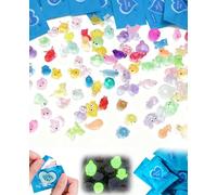 SEESUNO Mini Resin Animals, 200Pcs Tiny Mixed Mystery Bags, Small Plastic Animal Figures Glow in the Dark for DIY Crafts Party Favors