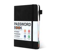 SEESUNO Password Book Alphabetical with Tabs, 120 Pages Small Password Book for Seniors Managing Website Address & Logins (16 x 12cm, Black)