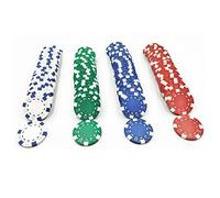 SEETOOOGAMES 100 Pieces 11.5g Clay Composite Dice Striped Casino Poker Chips- 4 Colors (red, Green, White and Blue)