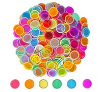 SEETOOOGAMES Magnetic Bingo Chips Counters - 300 Pieces Transparent Counting Game Chips - Clear Plastic Math Markers for Classroom - 19mm Mixed Color