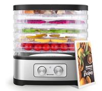 Seeutek Food Dehydrator Machine for Beef Jerky, Fruits, Vegetables Electric Dryer Machine with 5 BPA-free Trays, Adjustable Temperature Control, Recipe Book & 4PCS Reusable Storage Bags