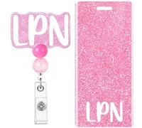 SEEVOR LPN Nurse Badge Buddy with Badge Reel Retractable Nursing ID Clip Nurse Name Card Vertical Badge Identification Tags (Pink LPN)