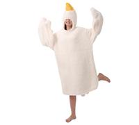 seewavom Sherpa Oversized Fleece Wearable Blanket with Sleeves and Pockets for Adults, Goose, Loose Style