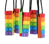 Seeway Sensory Chew Necklace for Helps Relieve Anxiety & Calm Down | Rainbow Chew Toys for Autistic Children, Food-Grade Silicone, BPA-Free, Chewelry for ADHD, SPD, Breakaway Clasp, 5 Pack