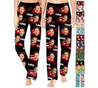 SeeWeLove Custom Pajama Pants for Women Men, Personalized Photo Pajama Pants with Dog Pet Face, Picture Pj Bottoms Gift for Her Him