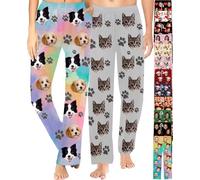 SeeWeLove Custom Pajama Pants for Women Men, Personalized Photo Pajama Pants with Dog Pet Face, Picture Pj Bottoms Gift for Her Him