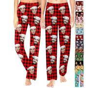 SeeWeLove Custom Pajama Pants for Women Men, Personalized Photo Pajama Pants with Dog Pet Face, Picture Pj Bottoms Gift for Her Him