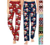 SeeWeLove Custom Pajama Pants for Women Men, Personalized Photo Pajama Pants with Dog Pet Face, Picture Pj Bottoms Gift for Her Him