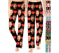 SeeWeLove Custom Pajama Pants for Women Men, Personalized Photo Pajama Pants with Dog Pet Face, Picture Pj Bottoms Gift for Her Him
