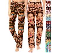 SeeWeLove Custom Pajama Pants for Women Men, Personalized Photo Pajama Pants with Dog Pet Face, Picture Pj Bottoms Gift for Her Him