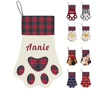 SeeWeLove Personalised Christmas Stockings for Dogs Cats Custom Pet Dog Cat Name Photo Candy Stocking Bag,Large Paw Shape Handmade Xmas Hanging