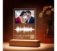 SeeWeLove Soundwave Art Custom Glass Art Gifts Night Light Personalized QR Acrylic Music Plaque Audio video playback LED Sound Wave Artwork Lamp Room Decor for Mother’s Day