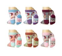 SEEYAN Baby Fluffy Grips Socks Toddler Non Slip Slipper Socks Kids Warm Winter Cozy Sleep Bed Socks For Newborn Boys Girls 0-5 Years (6 Pairs Unicorn A, 0-12 Months)