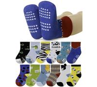 SEEYAN Baby Socks Toddler Non Slip Socks Kids Cotton Crew Infant With Anti Skid Grips For Children Boys Girls (Animal Blue, 1-3 Years)