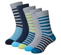 SEEYAN Boys Socks Kids Funny Novelty Cotton Crazy Cartoon Dinosaur Space Shark Fun Crew Socks 6 Pairs (5 Pairs Grey Stripe, 1-3 Years)