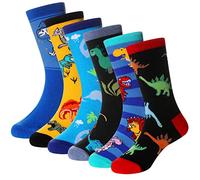 SEEYAN Boys Socks Kids Funny Novelty Cotton Crazy Cartoon Dinosaur Space Shark Fun Crew Socks 6 Pairs (6 Pairs Dinosaur B, 3-5 Years)