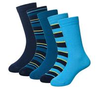 SEEYAN Boys Socks Kids Funny Novelty Cotton Crazy Cartoon Dinosaur Space Shark Fun Crew Socks 6 Pairs (5 Pairs Blue Stripe, 1-3 Years)