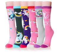 SEEYAN Girls Knee High Socks Long Funny Boot Kids Crazy Animal Pattern Tall Cute Fun Child Socks For Girls Gifts 6 Pairs (6 Pairs Unicorn-E)