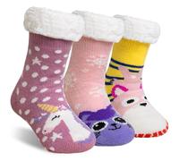 SEEYAN Kids Fluffy Socks Boys Girls Christmas Stockings Cute Animal Soft Fuzzy Thermal Fleece Lined Non Skid Winter Home Socks (Cat+Unicorn+Animal, 5-8 Years)