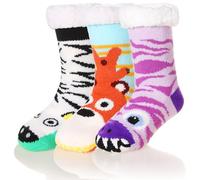 SEEYAN Kids Fluffy Socks Boys Girls Christmas Stockings Cute Animal Soft Fuzzy Thermal Fleece Lined Non Skid Winter Home Socks (Monster+Cow+Animal, 5-8 Years)