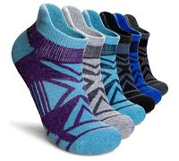 SEEYAN Merino Wool Ankle Hiking Socks Running Thick Cushion Breathable Work No Show Socks For Men Women 6 Pairs (6 Pairs Mix Color C, 3-7)