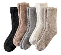 SEEYAN Womens Fluffy Socks Slipper Winter Warm Fuzzy Soft Comfy Plush Therma Cozy Cabin Casual Socks (Black/White/Grey/Brown/Khaki)