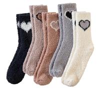 SEEYAN Womens Fluffy Socks Slipper Winter Warm Fuzzy Soft Comfy Plush Therma Cozy Cabin Casual Socks (Heart)