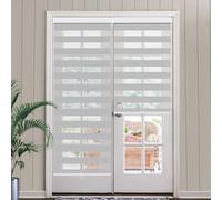 SEEYE Cordless Zebra Blinds for Window & French Door, Free-Stop Roller Window Shades with Valance, 25" W x 90" H, Light Filtering Sheer Blinds & Shades, Easy to Install, Gray