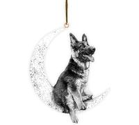 seeyoung Sit On The Moon Dog Memorial Keepsake Christmas Remembrance Ornament to Remember Loved-Loss of Pet Gifts,Xmas Gift Ornament Decor for Dog Lovers Dog Mom Puppy Lovers (E)