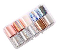 Sefdrert 10 Grid Nail Star Paste Color Transfer Film UV Gel Nail Sticker Nail Diy Art Decoration 2.5x100cm 17