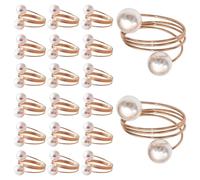 Sefdrert 20Pack Rose Gold Napkin Rings, Pearl Napkin Ring Set, Metal Spring Napkin Holder Table Decorations, Napkin Ring Buckles Easy Install