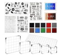 Sefdrert 22 Pcs Crafting Stamps Set with Acrylic Stamp Blocks, Silicone Stamps, and Colorful Ink Pads for DIY Scrapbooking