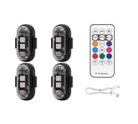Sefdrert 4PCS Wireless LED Strobe Lights with Remote Control, 8 Colors USB Charing Waterproof Emergency Warning Lights