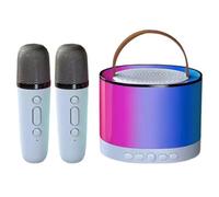 Sefdrert Blue Mini Karaoke Machine with 2 Wireless Microphones, Portable Bluetooth Speaker