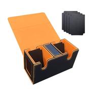 Sefdrert Card Storage Box for 200+ Cards,3-In-1 Card Deck Case, Card Organizer with 4 Dividers Orange