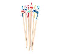 Sefdrert Tricolor China Doll Decor Wooden Earwax Remover Ear Picks 6 Pcs